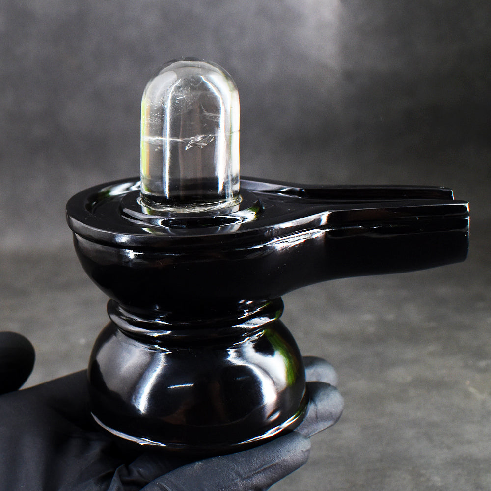 Exclusive 2300.00 Cts Genuine Spinel & White Quartz Hand Carved Premium Shivling Crystal