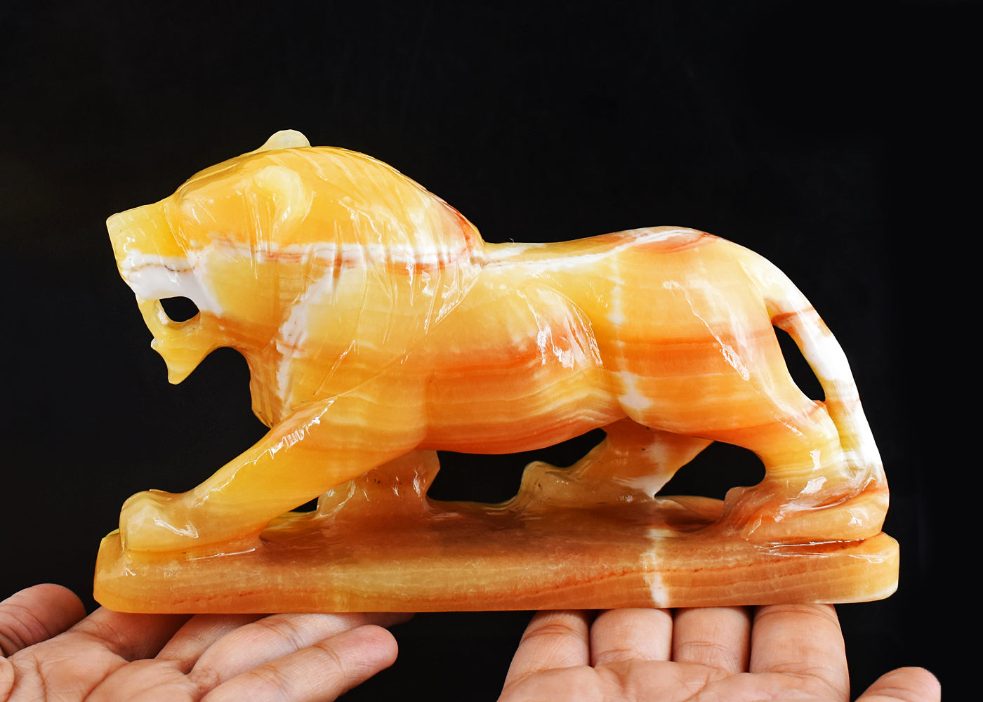 Gorgeous 5506.00 Cts Genuine Yellow Rhodochrosite Hand Carved Crystal Gemstone Carving Lion