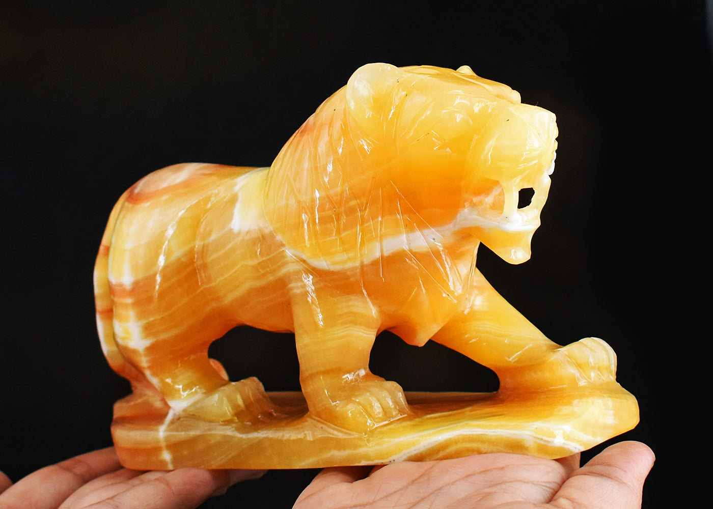 Gorgeous 5506.00 Cts Genuine Yellow Rhodochrosite Hand Carved Crystal Gemstone Carving Lion