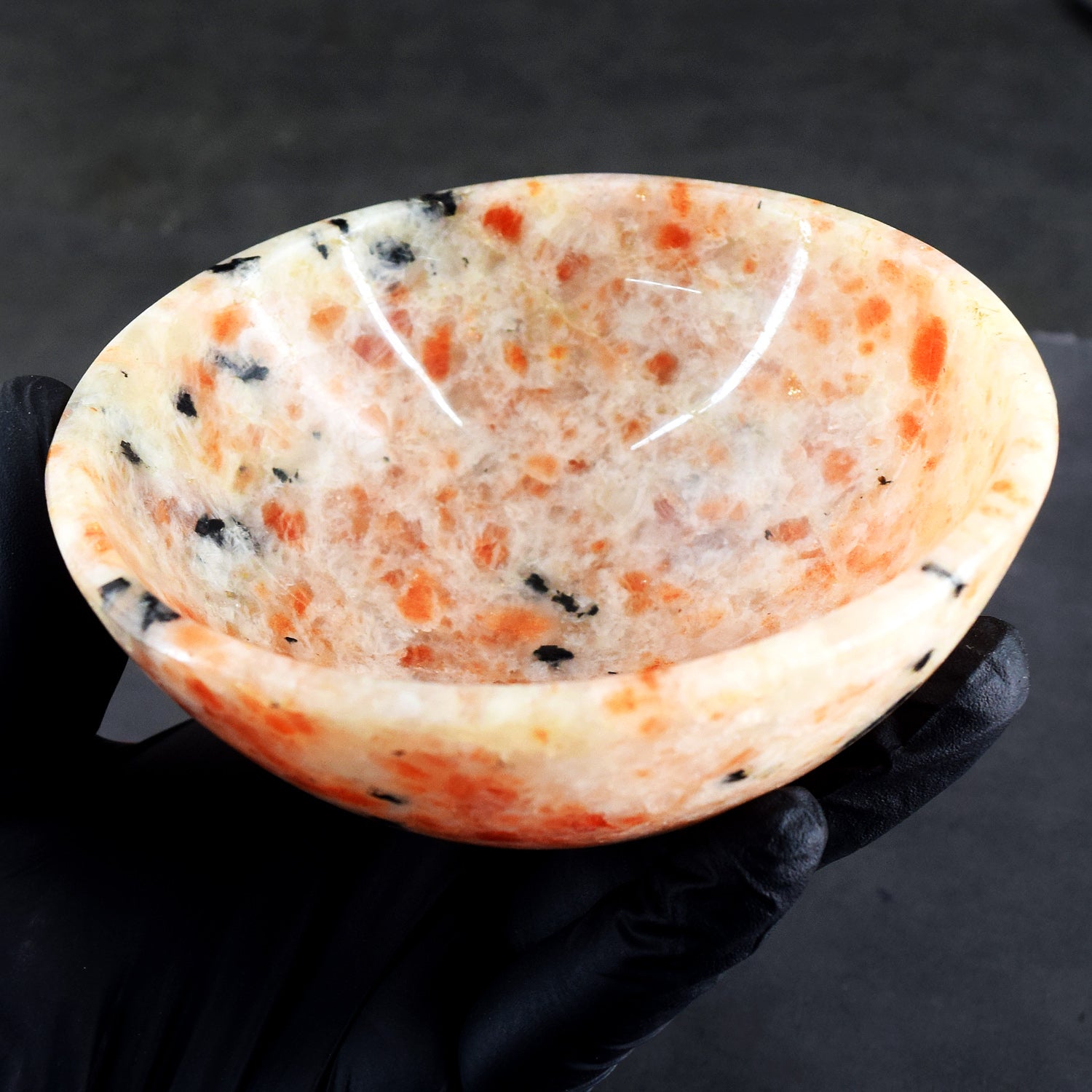 Unimaginable 1262.00 Carats Genuine Sunstone Hand Carved Crystal Gemstone Carving Big Bowl