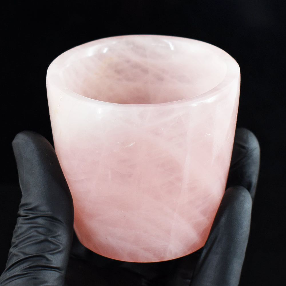 Natural 941.00 Cts Genuine Pink Rose Quartz Hand Carved Crystal Glass Gemstone Carving