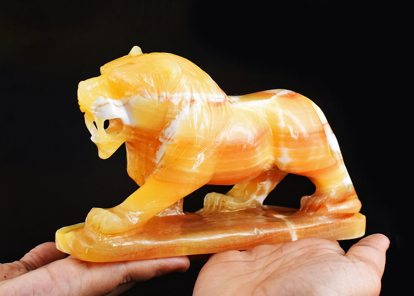 Gorgeous 5506.00 Cts Genuine Yellow Rhodochrosite Hand Carved Crystal Gemstone Carving Lion