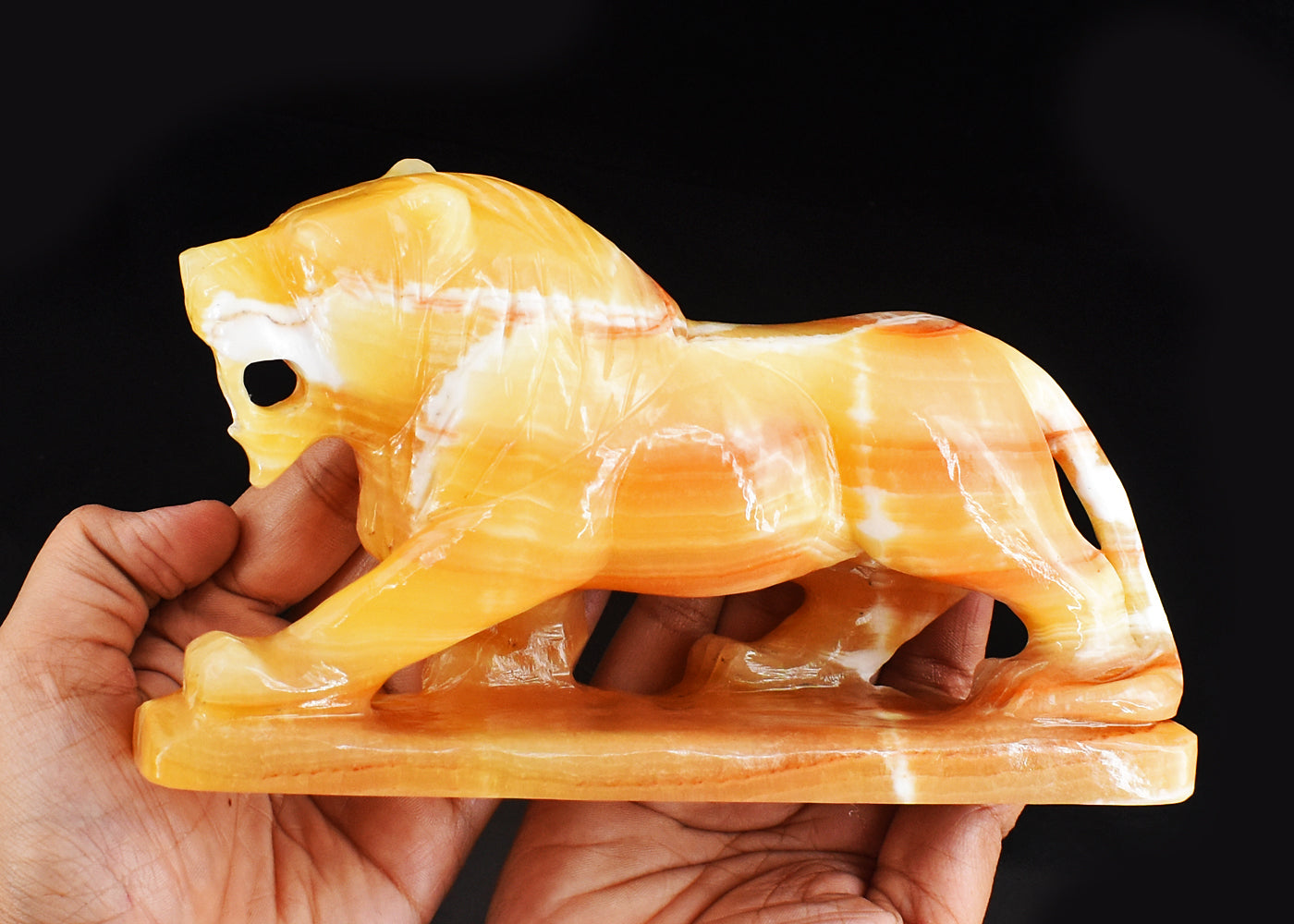 Gorgeous 5506.00 Cts Genuine Yellow Rhodochrosite Hand Carved Crystal Gemstone Carving Lion