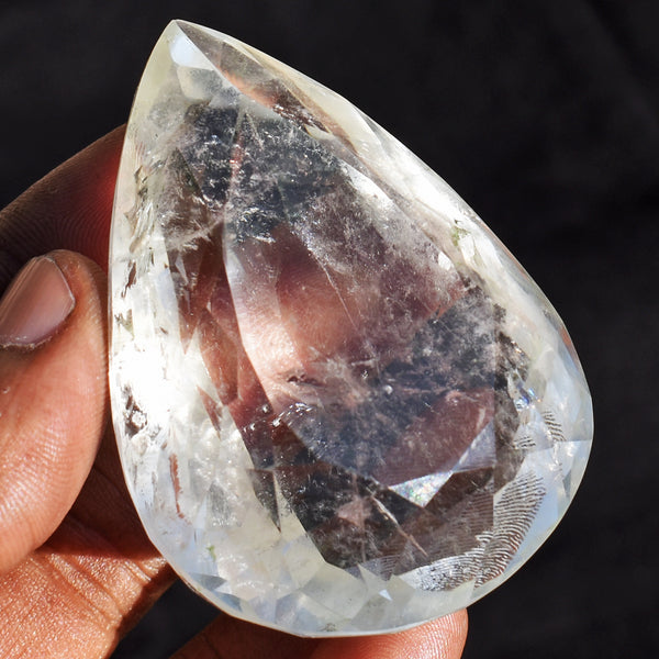 Exclusive 520.00 Carats  Genuine  White Quartz  Crystal  Hand  Carved  Faceted Gemstone Cabochon