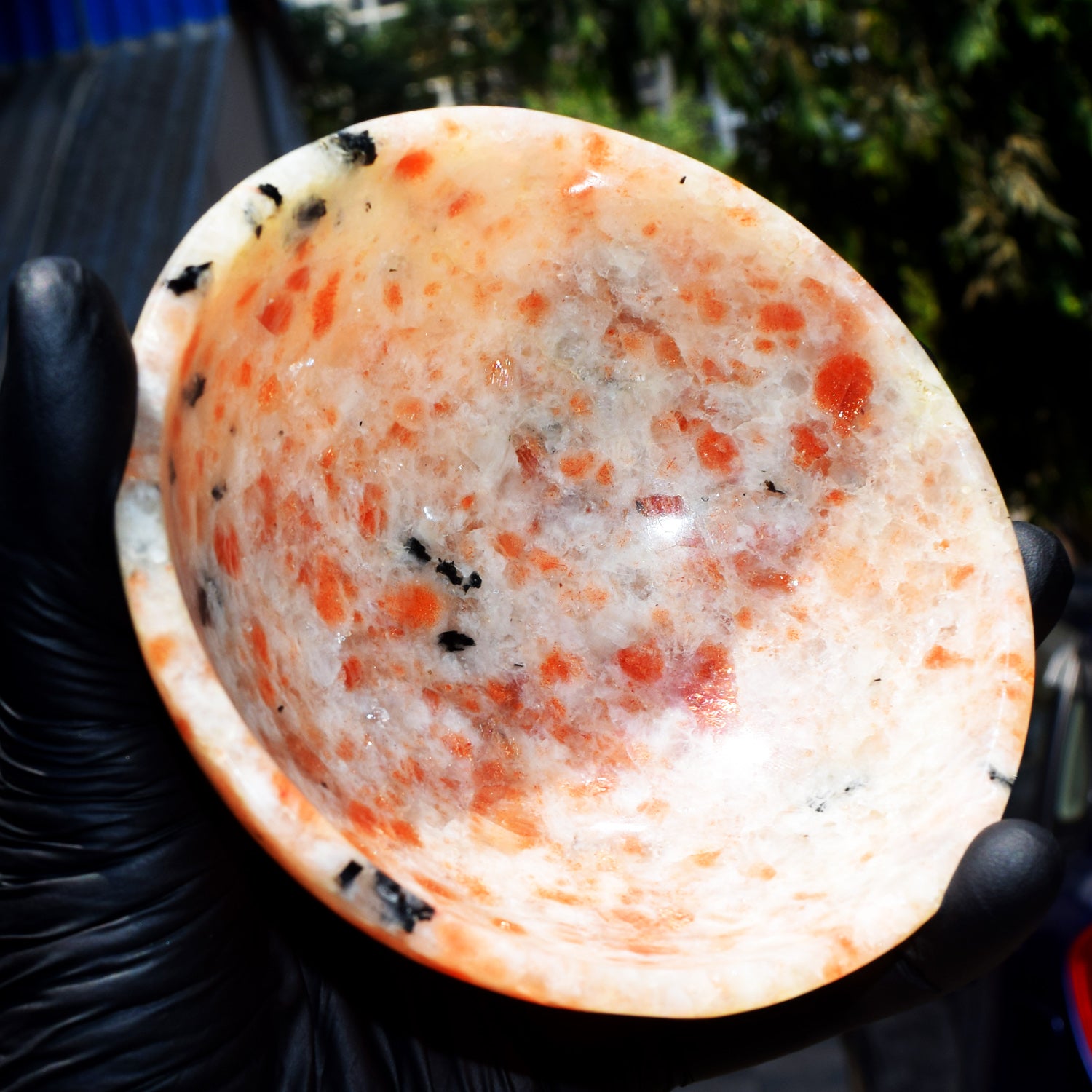 Unimaginable 1262.00 Carats Genuine Sunstone Hand Carved Crystal Gemstone Carving Big Bowl