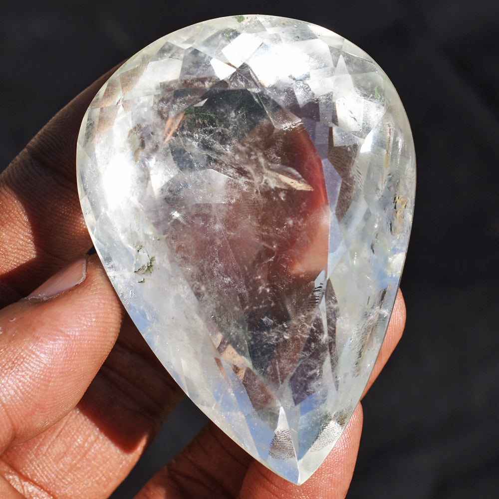 Exclusive 520.00 Carats  Genuine  White Quartz  Crystal  Hand  Carved  Faceted Gemstone Cabochon