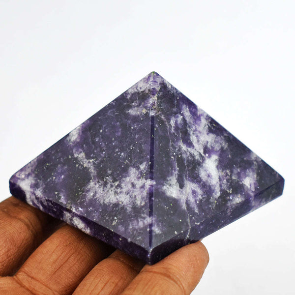 gemsmore:579.00 Cts  Lepidolite  Hand Carved  Healing  Pyramid Gemstone