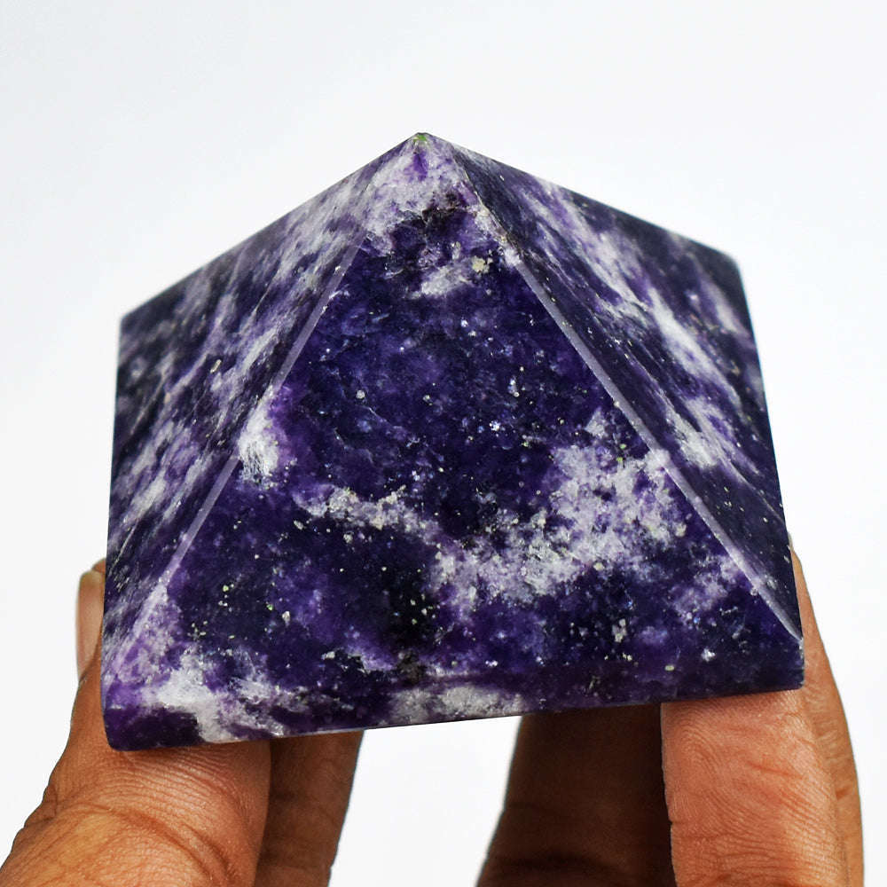 gemsmore:579.00 Cts  Lepidolite  Hand Carved  Healing  Pyramid Gemstone