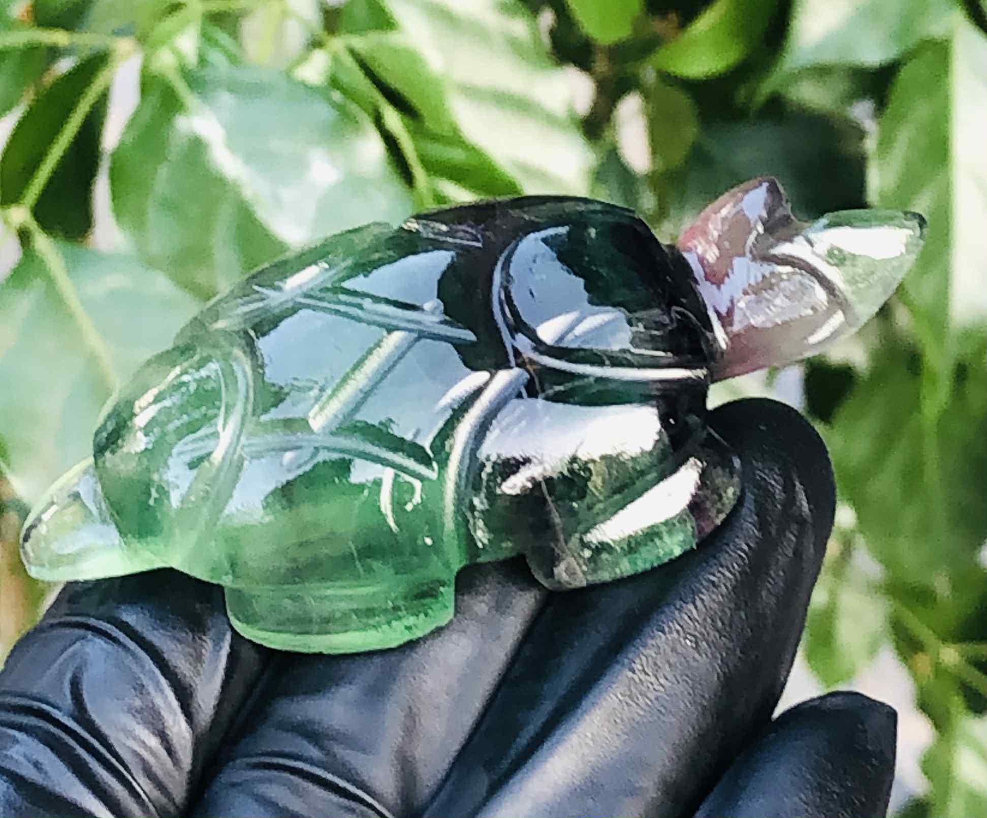 Awesome 204.00 Cts Genuine Multicolor Fluorite Crystal Carved Turtle Premium