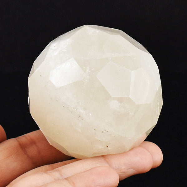 Natural 1205.00 Cts Genuine White Quartz Hand Carved Faceted Crystal Healing Gemstone  Sphere