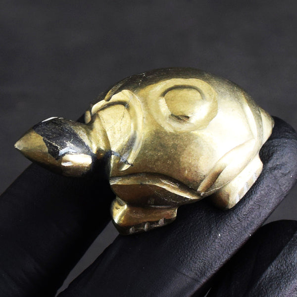 Awesome 202.00 Cts Genuine Pyrite Gemstone Hand Carved Premium Turtle Crystal