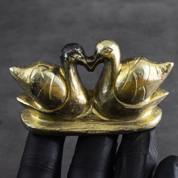 Beautiful 656.00 Cts Genuine Pyrite Hand Carved Premium Love Swan Pair