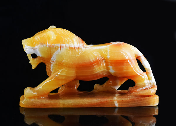 Gorgeous 5506.00 Cts Genuine Yellow Rhodochrosite Hand Carved Crystal Gemstone Carving Lion