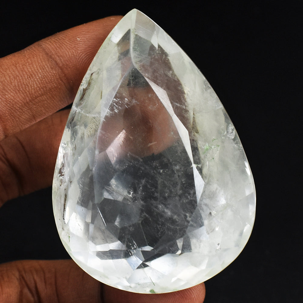 Exclusive 520.00 Carats  Genuine  White Quartz  Crystal  Hand  Carved  Faceted Gemstone Cabochon