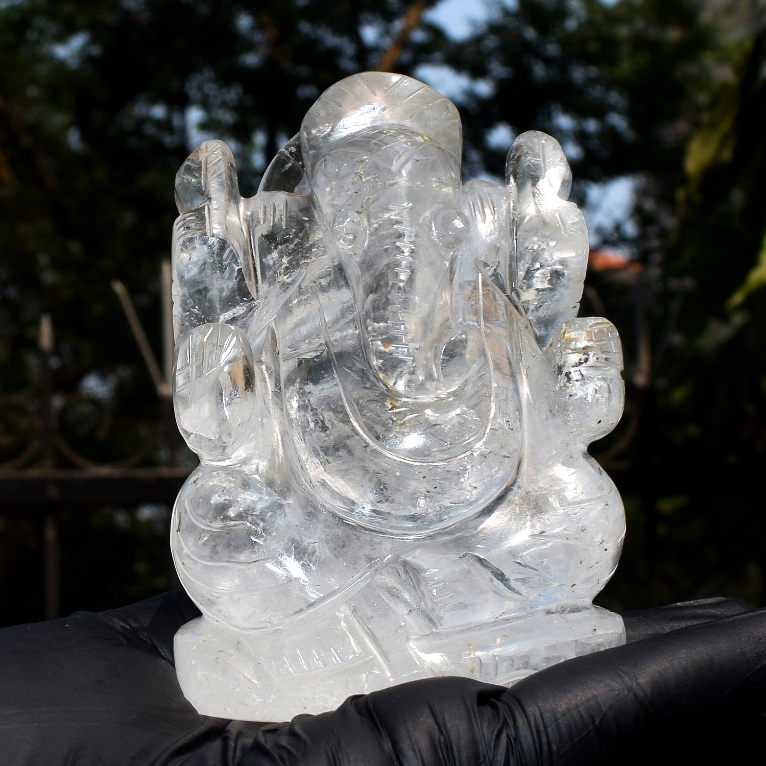 Amazing 1909.00 Cts Genuine White Quartz Hand Carved Premium Lord Ganesha Crystal