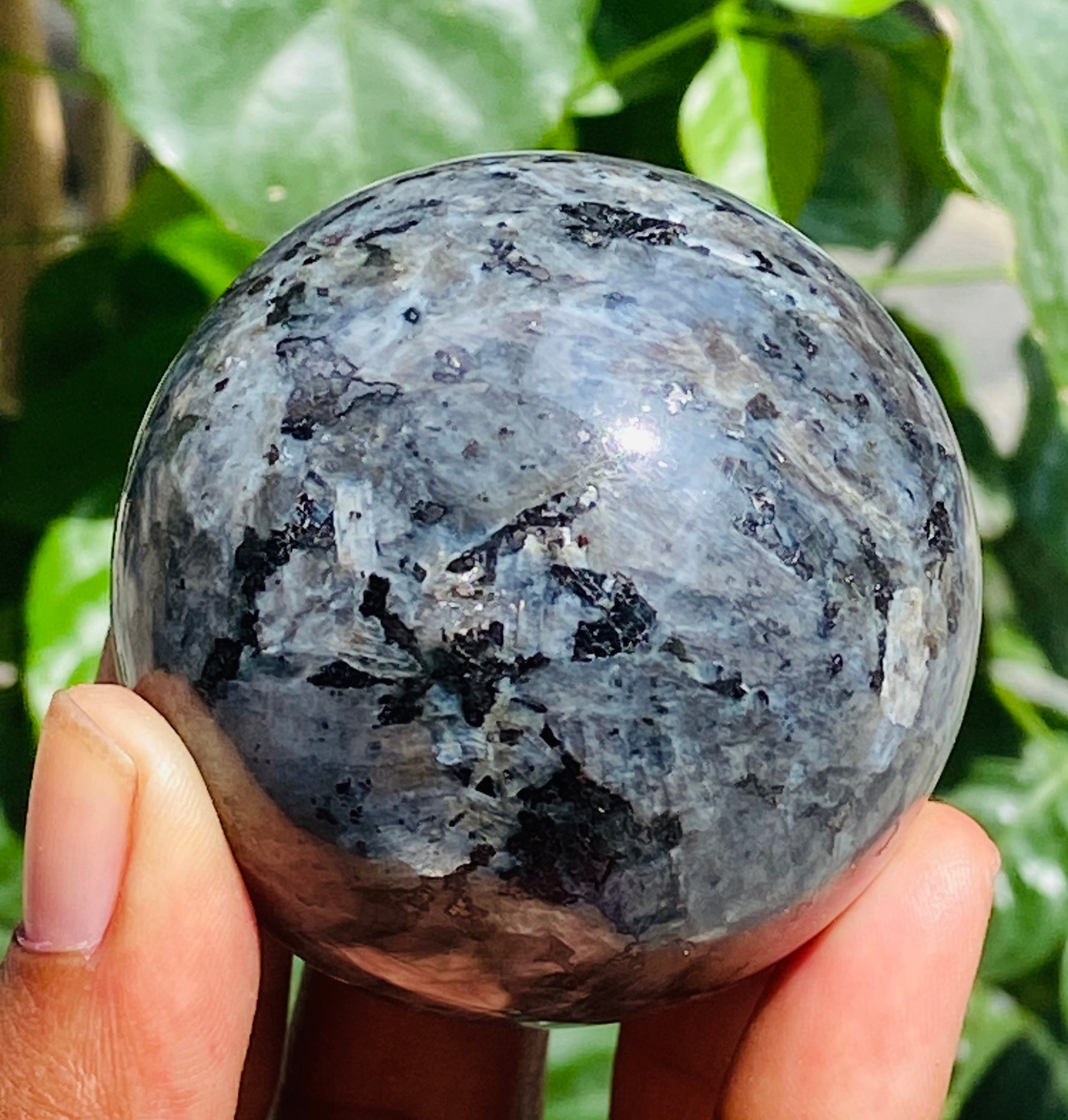 Amazing 935.00 Cts Genuine Larvikite Hand Carved Healing Sphere