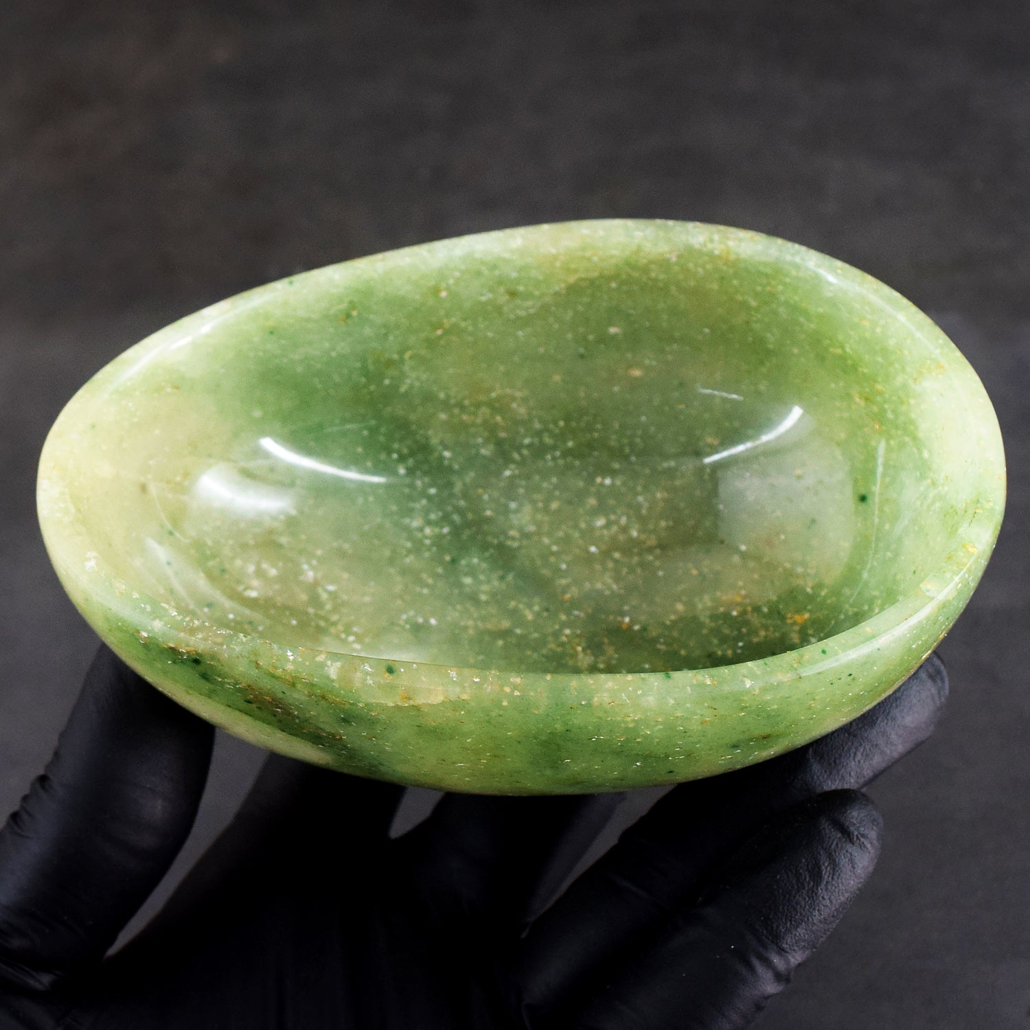 Flawless 1072.00 Carats Genuine Green Aventurine Hand Carved Crystal Gemstone Carving Big Bowl