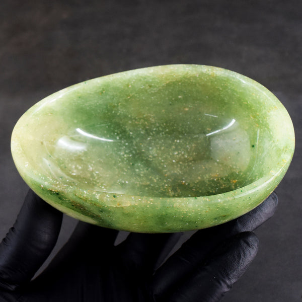Flawless 1072.00 Carats Genuine Green Aventurine Hand Carved Crystal Gemstone Carving Big Bowl