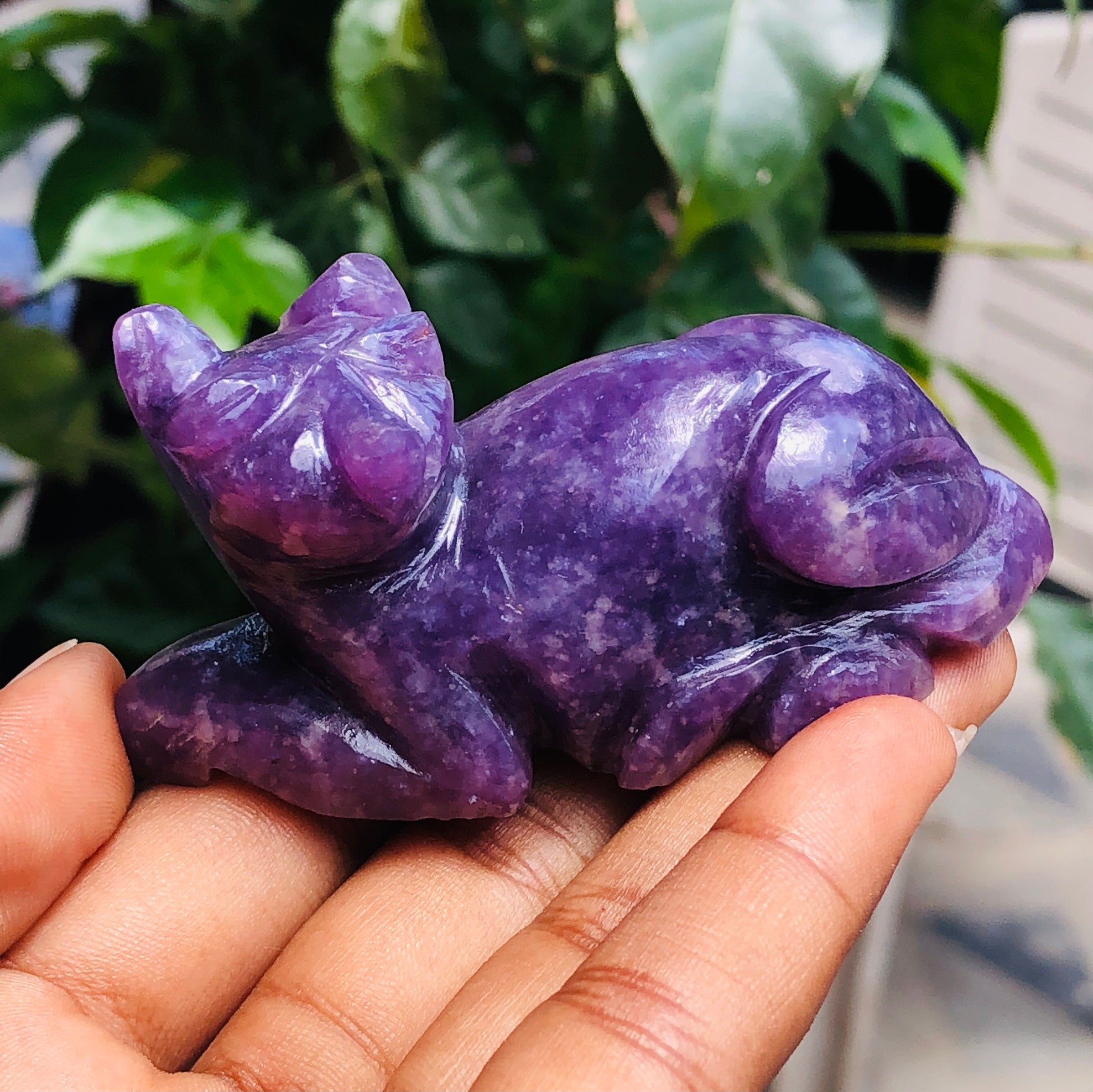 Exclusive 456.00 Cts Genuine Lepidolite Hand Carved Genuine Crystal Gemstone Carving Cat 2026  Collection