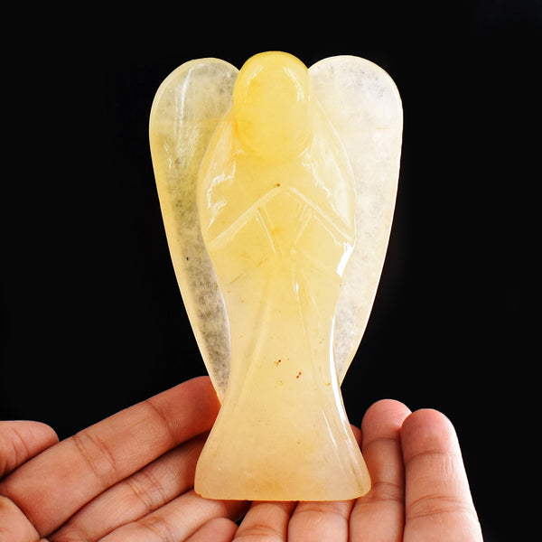 Exclusive  1449.00  Cts Genuine Aventurine Hand Carved Healing Gemstone Praying Angel