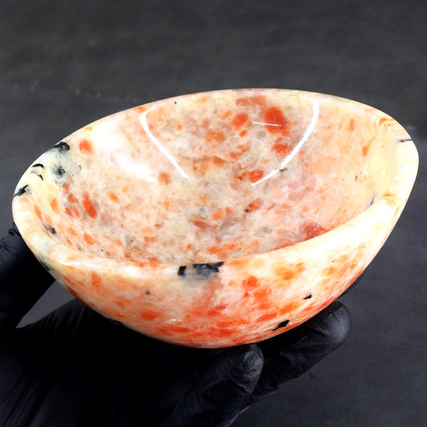 Unimaginable 1262.00 Carats Genuine Sunstone Hand Carved Crystal Gemstone Carving Big Bowl