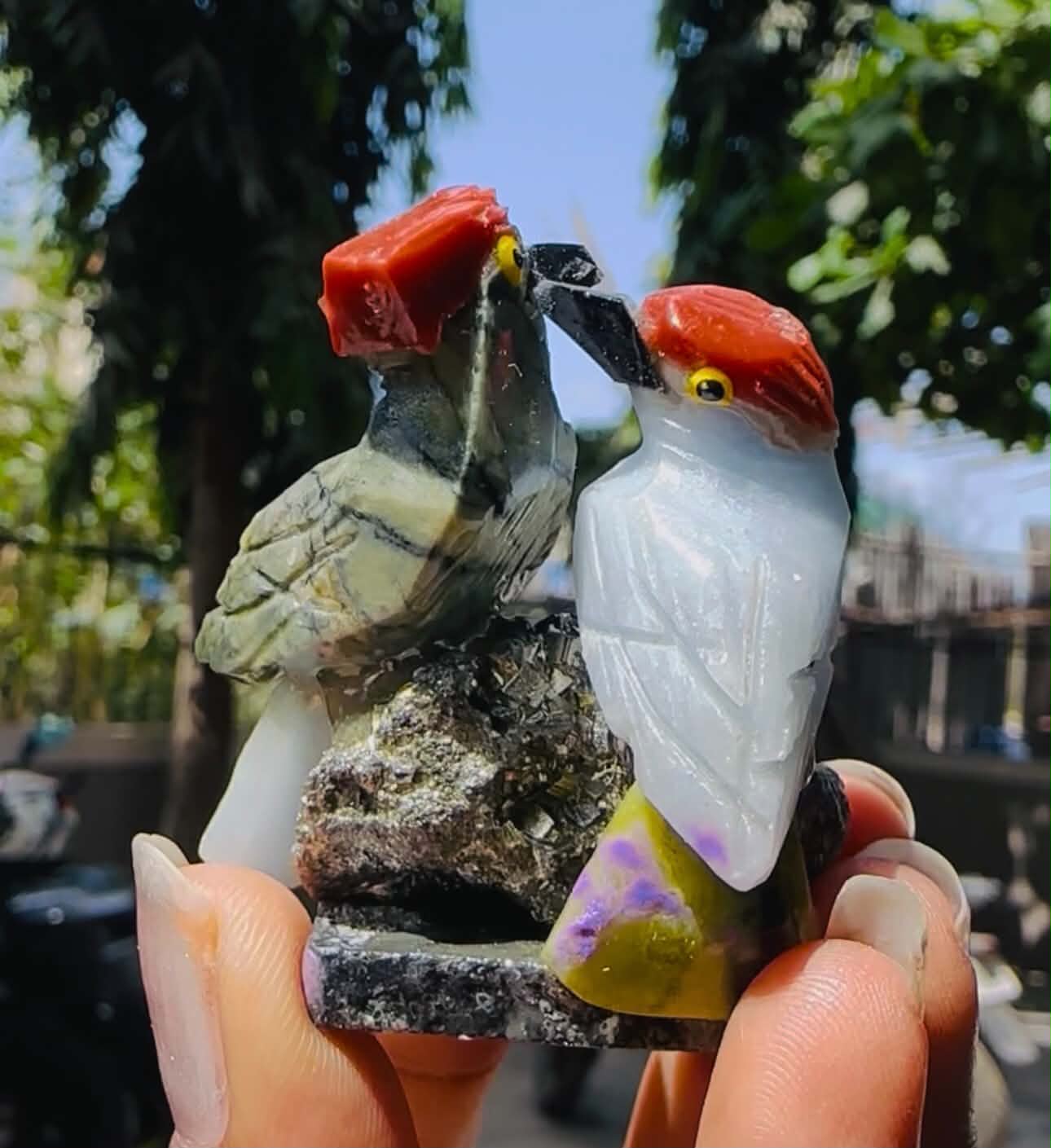 Fabulous 258.00 Cts Genuine Mini Angelite & Serpentine Carved Love Bird 2026  Collection