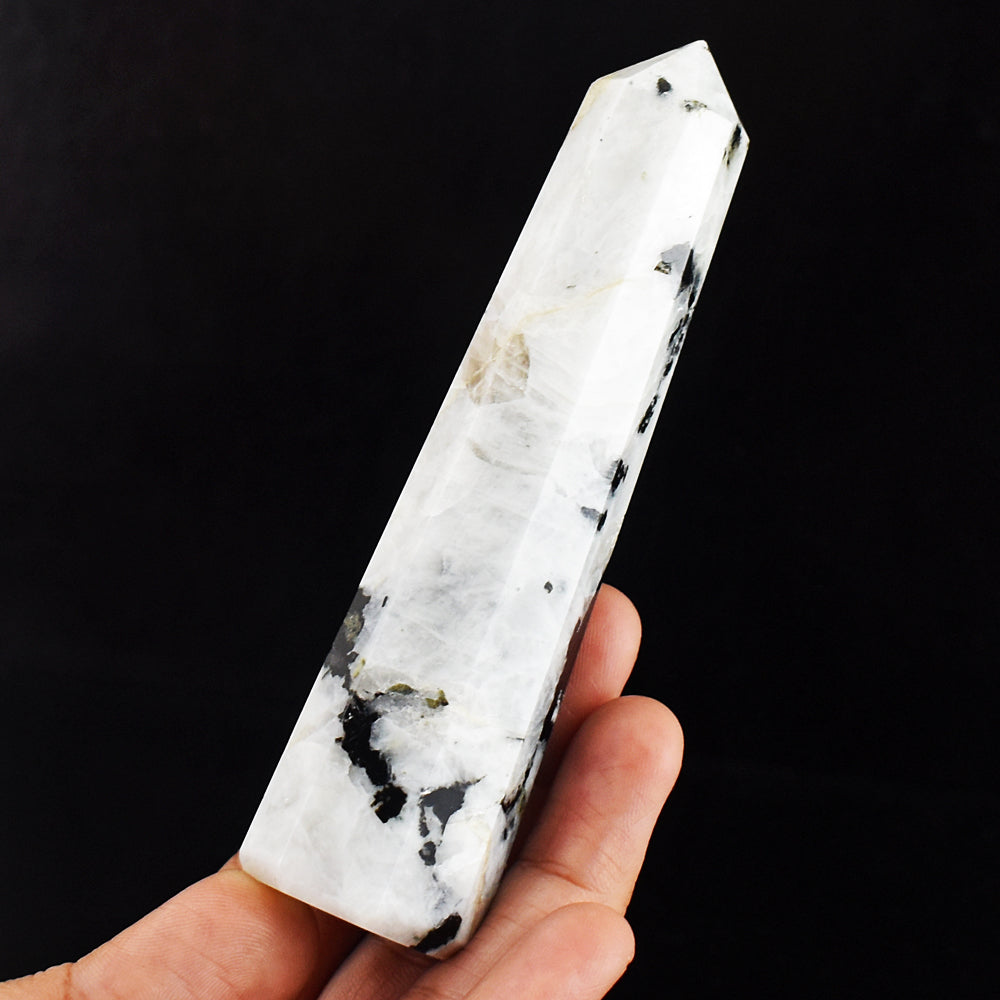 580.00 Carats  Genuine  Moonstone  Hand Carved  Healing  Crystal  Point Gemstone Carving