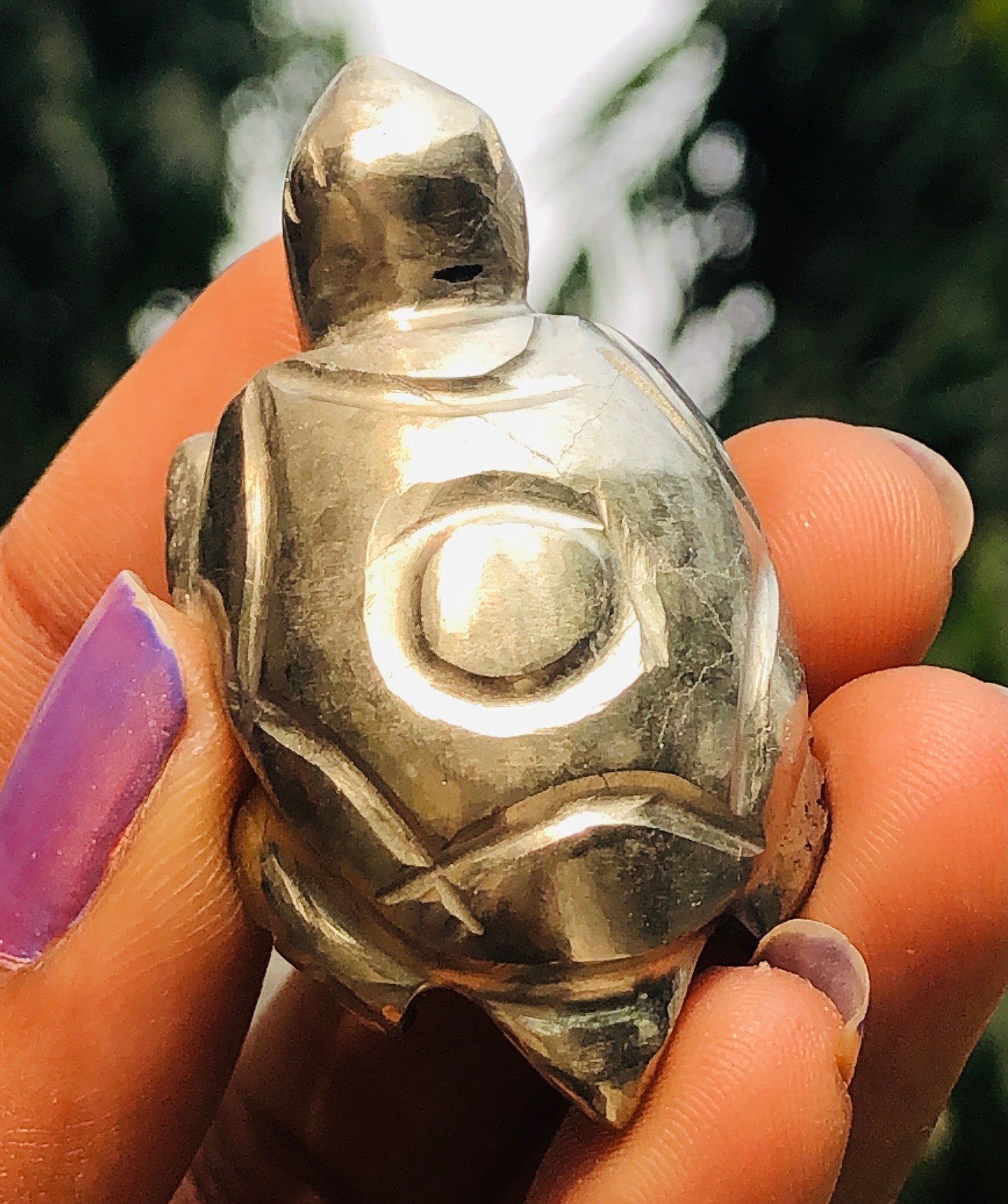 Amazing 160.00 Cts Genuine Pyrite Hand Carved Crystal Gemstone Premium Turtle