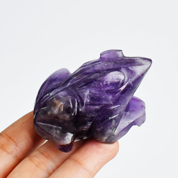 Amazing 432.00 Carats  Genuine Amethyst Hand Carved  Crystal Gemstone Frog Carving