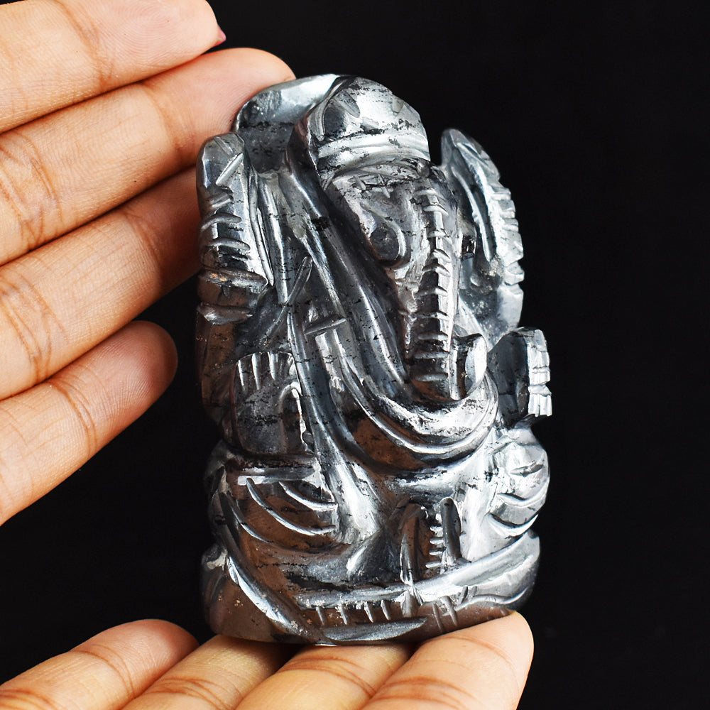 Artisian 1456.00 Cts Genuine Hematite Hand Carved Crystal Gemstone Carving Lord  Ganesha