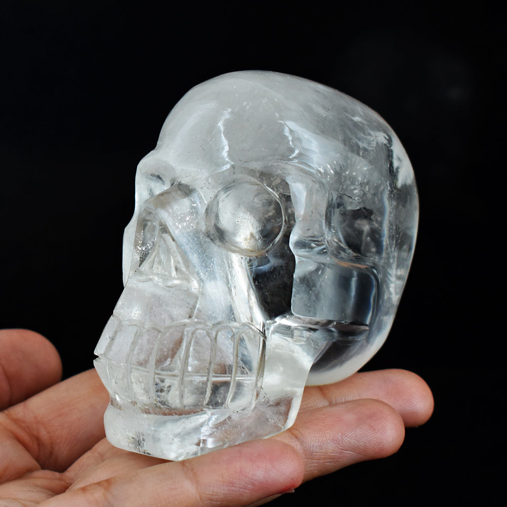 Amazing 1467.00 Cts Genuine White Quartz Hand Carved Crystal Genuine Skull Gemstone Carving