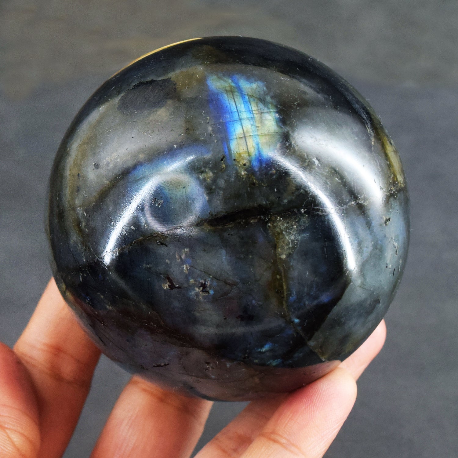 Genuine 2977.00 Cts Genuine Golden & Blue Flash Labradorite Healing Crystal Specimen Premium Sphere