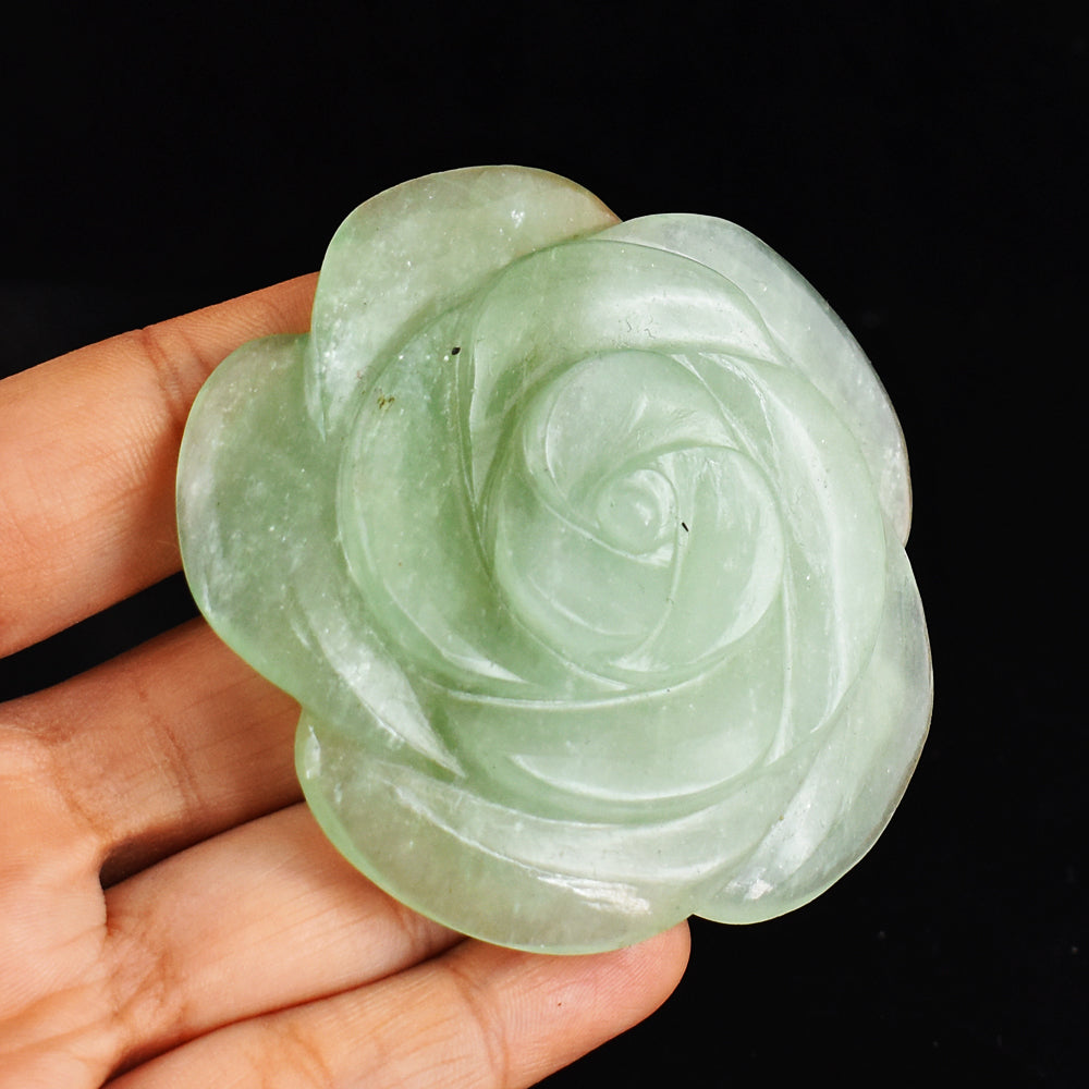 Genuine 438.00 Cts Genuine Green  Aventurine  Hand  Carved  Rose  Flower Gemstone Carving