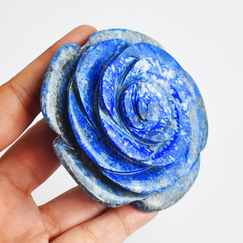 1129.00 Cts Exclusive Blue Lapis Lazuli Hand Carved Genuine Carving Rose Flower Gemstone