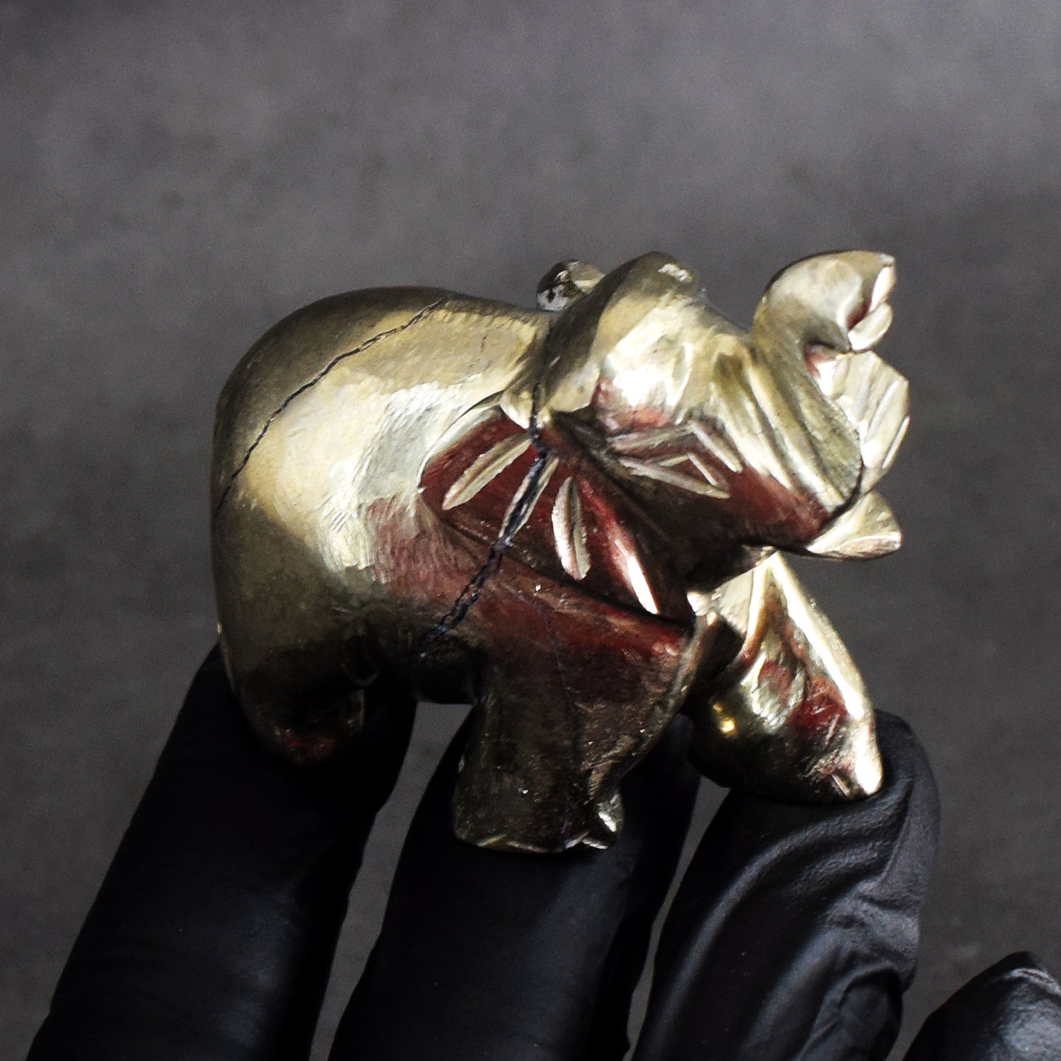 Stunning 634.00 Cts Genuine Pyrite Hand Carved Crystal Premium Elephant Gemstone