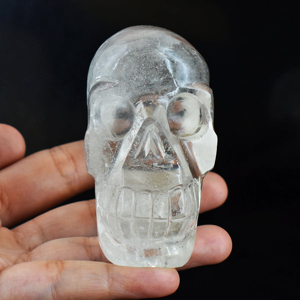 Amazing 1467.00 Cts Genuine White Quartz Hand Carved Crystal Genuine Skull Gemstone Carving