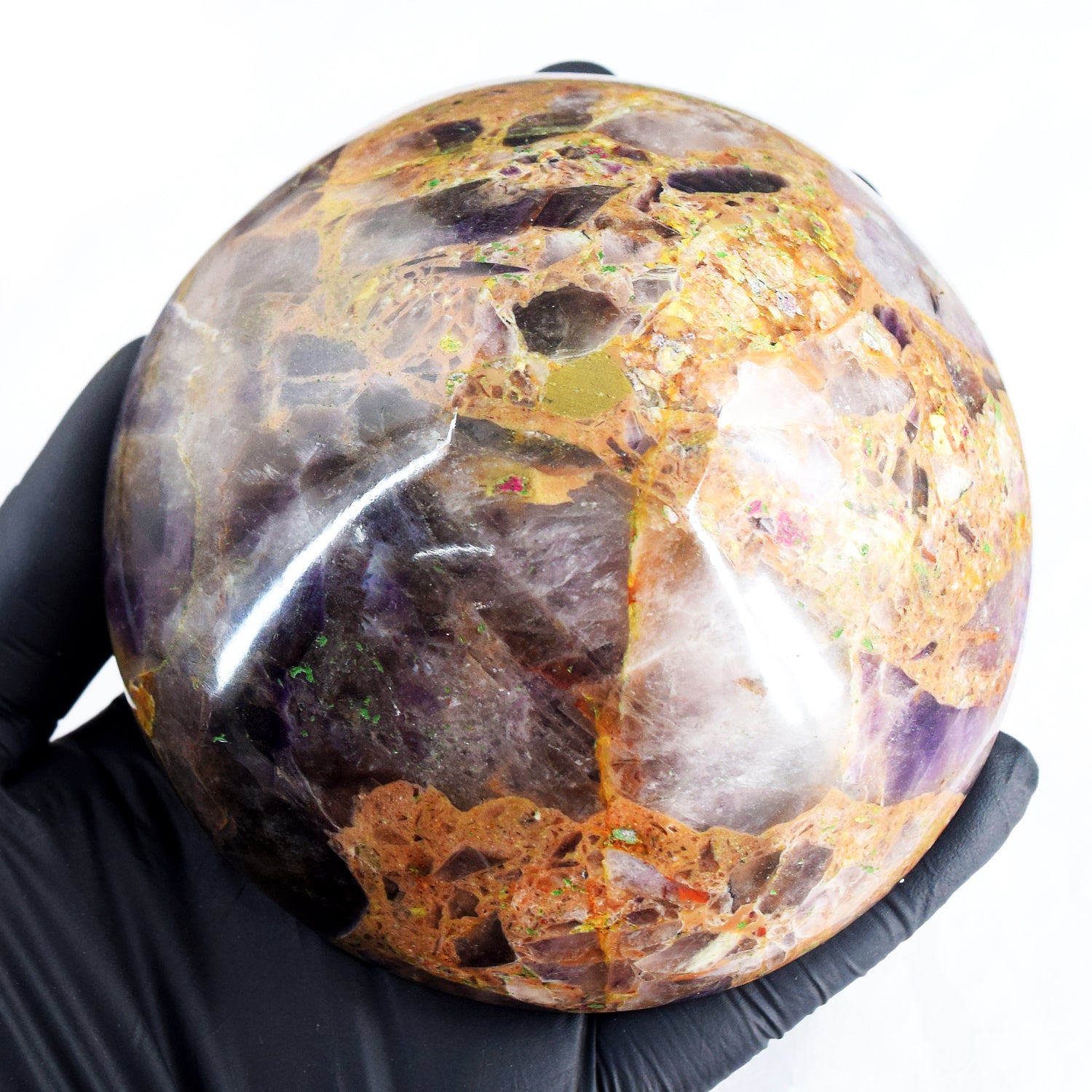 Lovely 830.00 Carats Genuine Chevron Amethyst Hand Carved Crystal Gemstone Carving Big Bowl