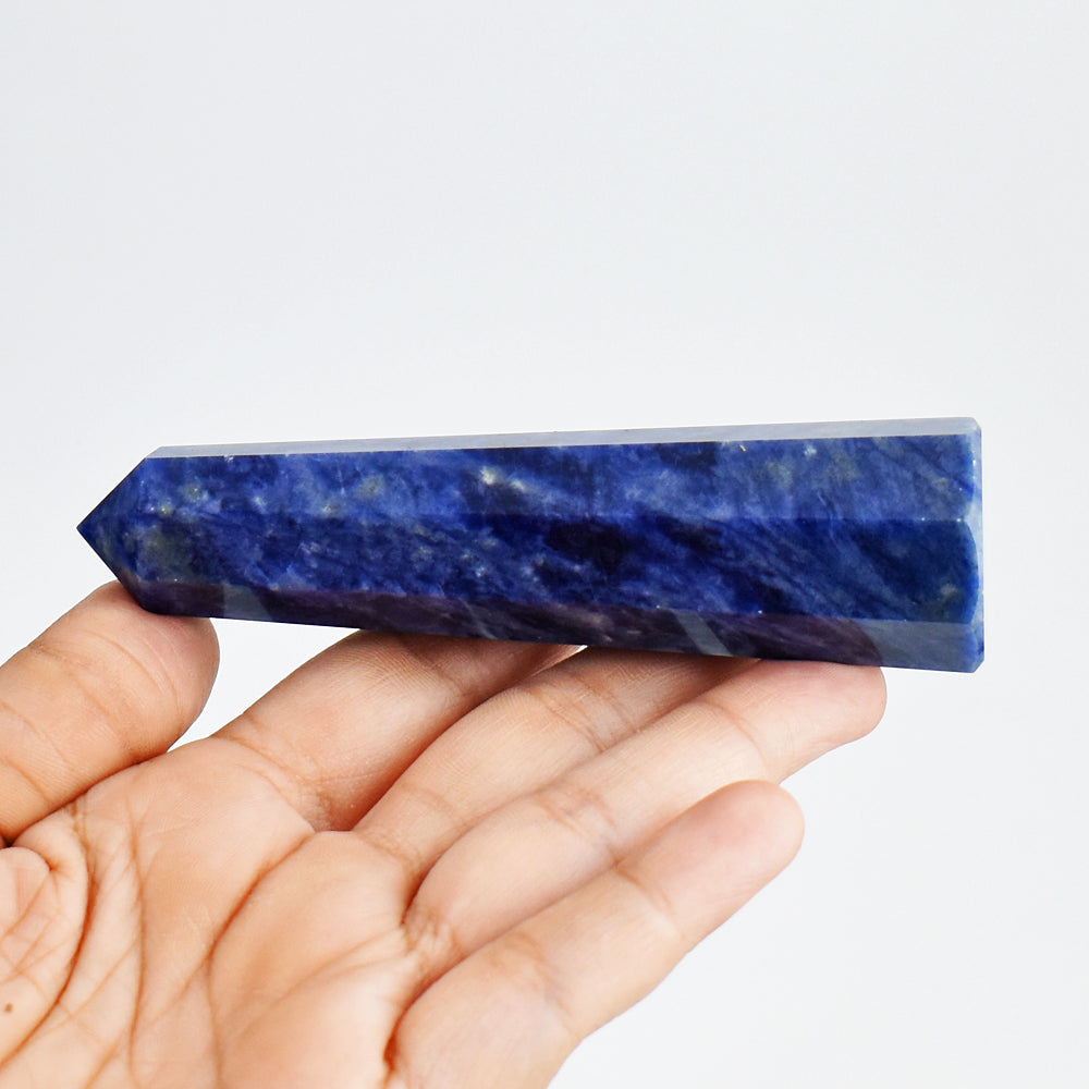 Artisian 573.00 Carats  Genuine  Sodalite  Hand  Carved Crystal Gemstone  Healing  Point Carving