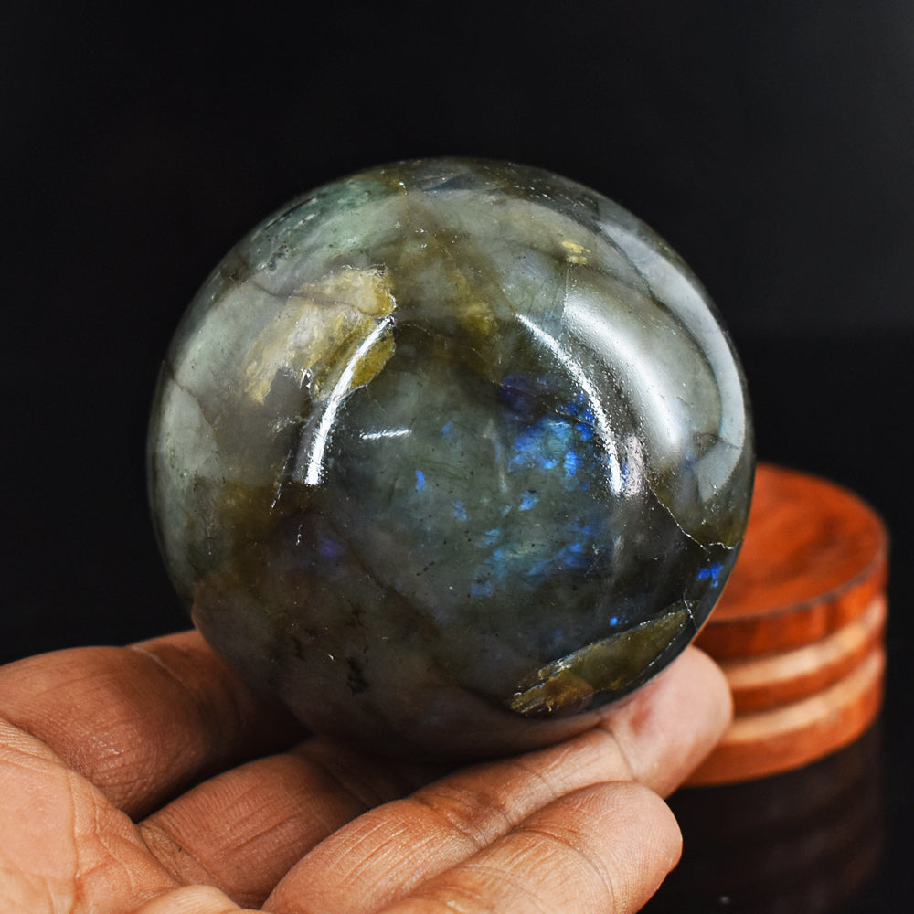 Blue Flash Labradorite 1450.00 Carats  Exclusive Hand Carved Crystal Healing Sphere