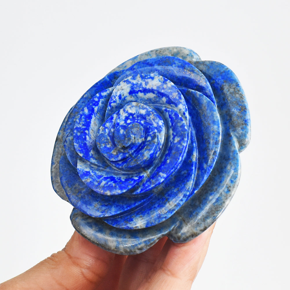1129.00 Cts Exclusive Blue Lapis Lazuli Hand Carved Genuine Carving Rose Flower Gemstone