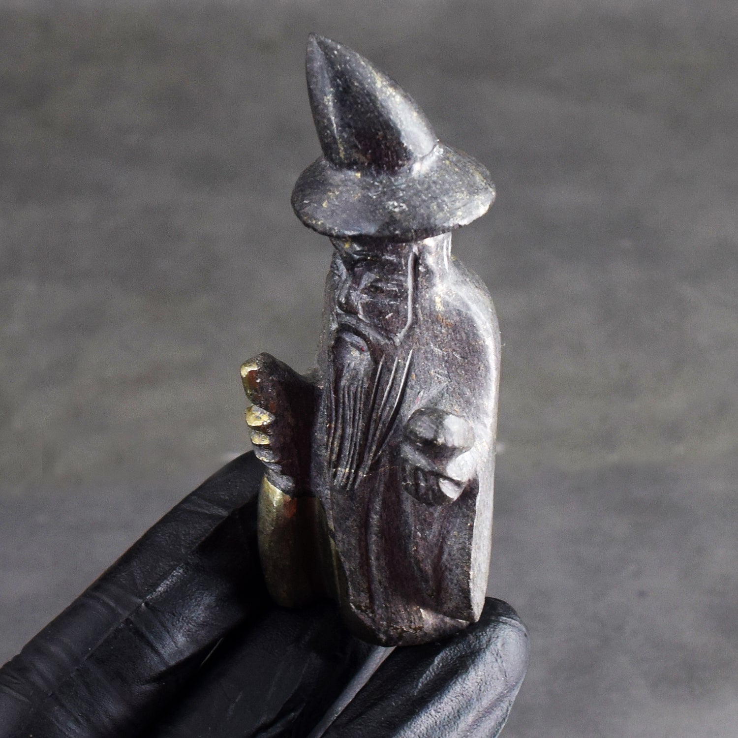 Genuine 381.00 Cts Amazing Pyrite Hand Carved Gemstone Premium Wizard Carving