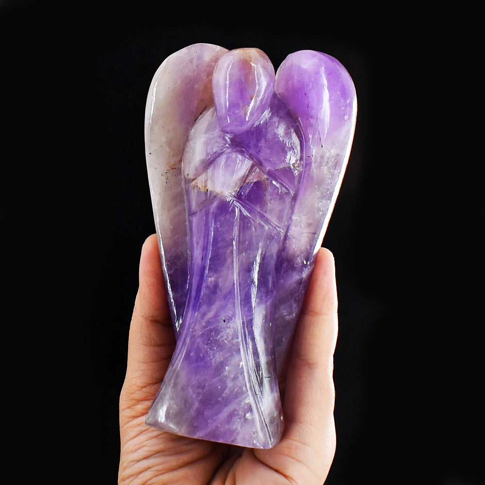 Amazing  2160.00 Cts Genuine Amethyst  Hand Carved Crystal Healing Praying Gemstone Angel