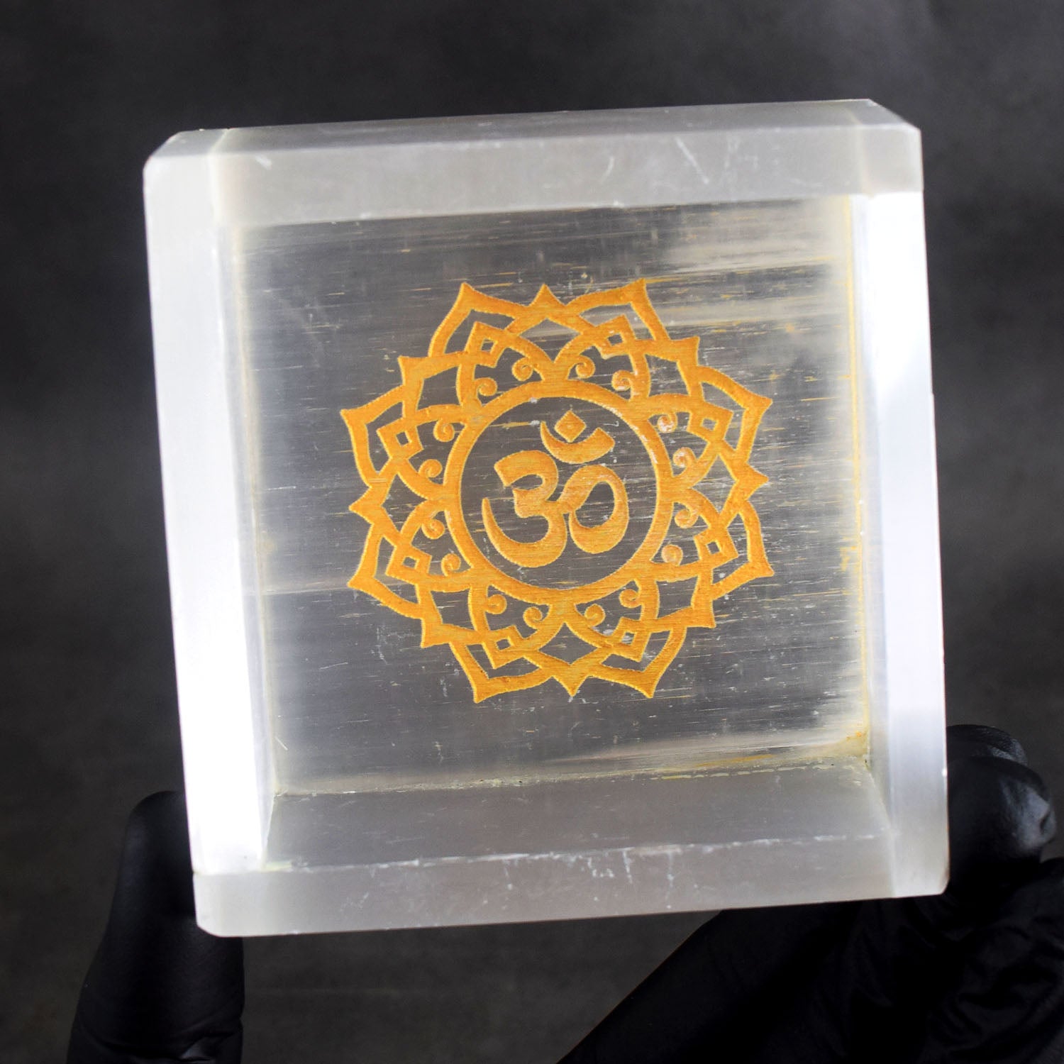 Wonderful 1238.00 Cts 4 Inches Genuine Selenite Healing "OM" Gemstone Crystal Box