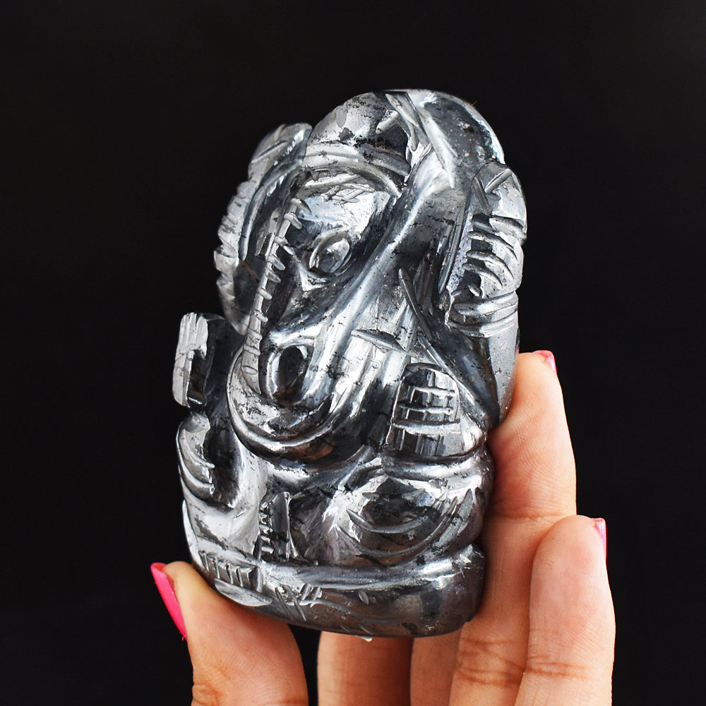 Artisian 1456.00 Cts Genuine Hematite Hand Carved Crystal Gemstone Carving Lord  Ganesha