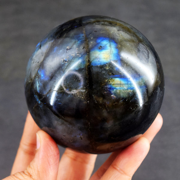Genuine 2977.00 Cts Genuine Golden & Blue Flash Labradorite Healing Crystal Specimen Premium Sphere