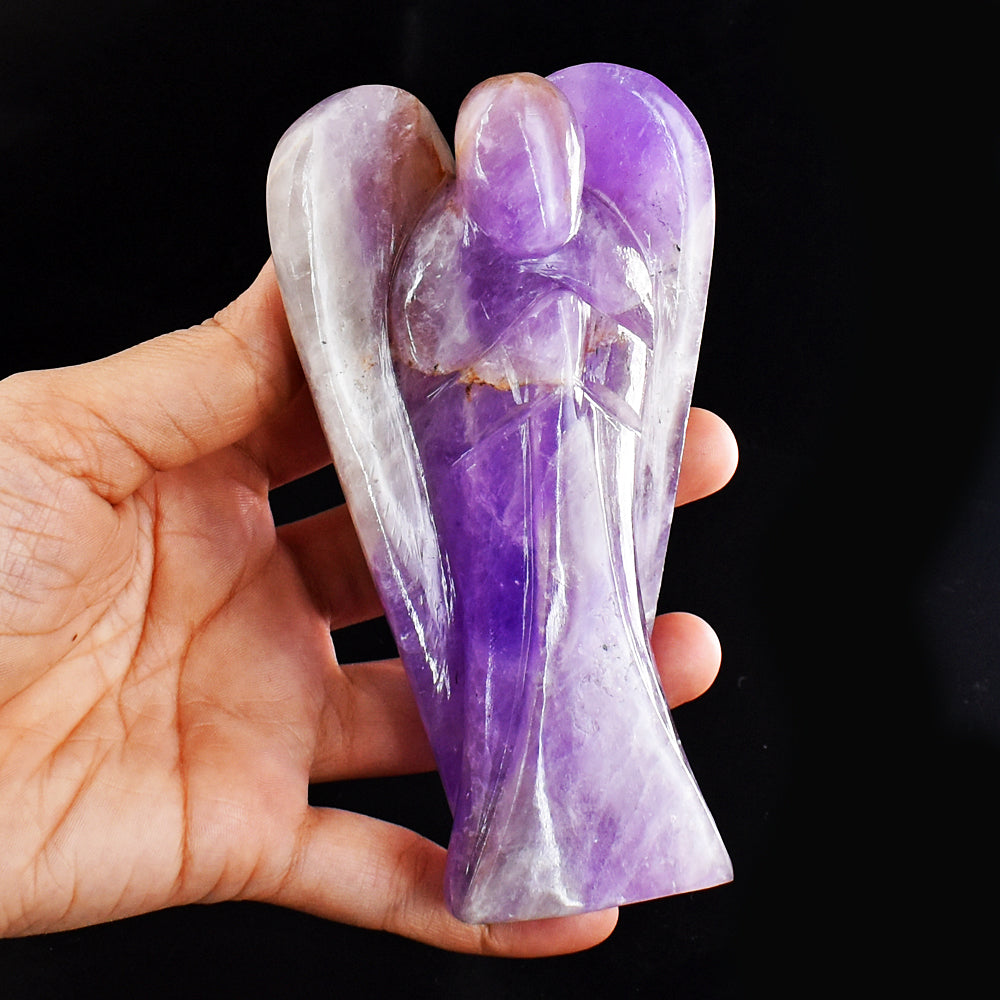 Amazing  2160.00 Cts Genuine Amethyst  Hand Carved Crystal Healing Praying Gemstone Angel