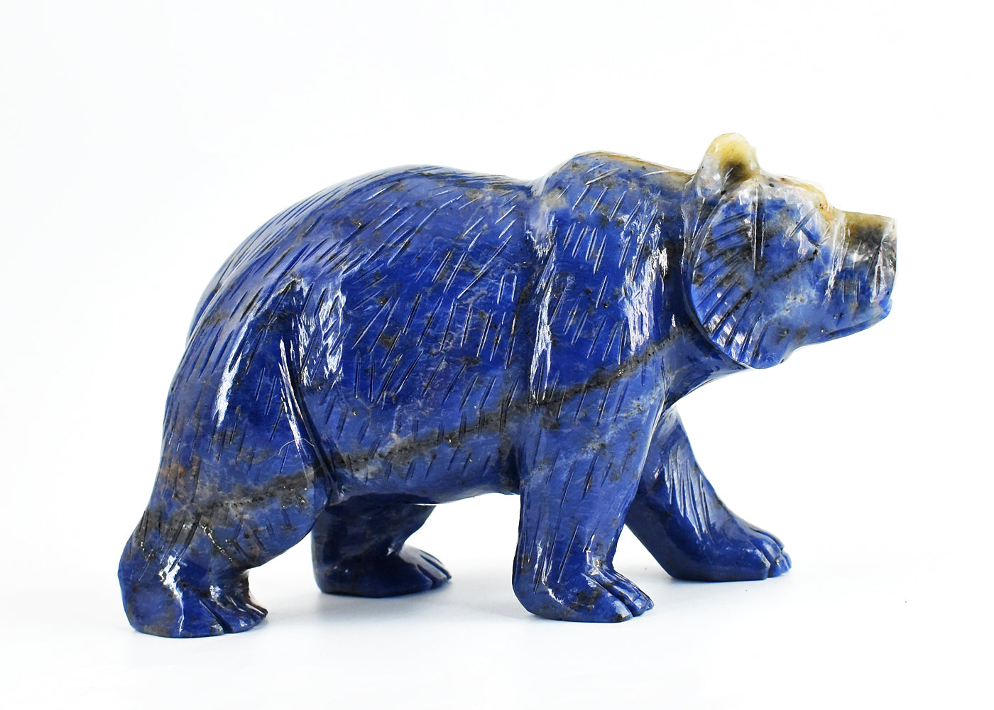 Exclusive 3546.00 Carats  Genuine  Sodalite  Hand  Carved Crystal  Bear Gemstone Carving