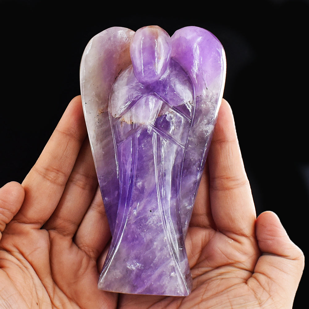 Amazing  2160.00 Cts Genuine Amethyst  Hand Carved Crystal Healing Praying Gemstone Angel