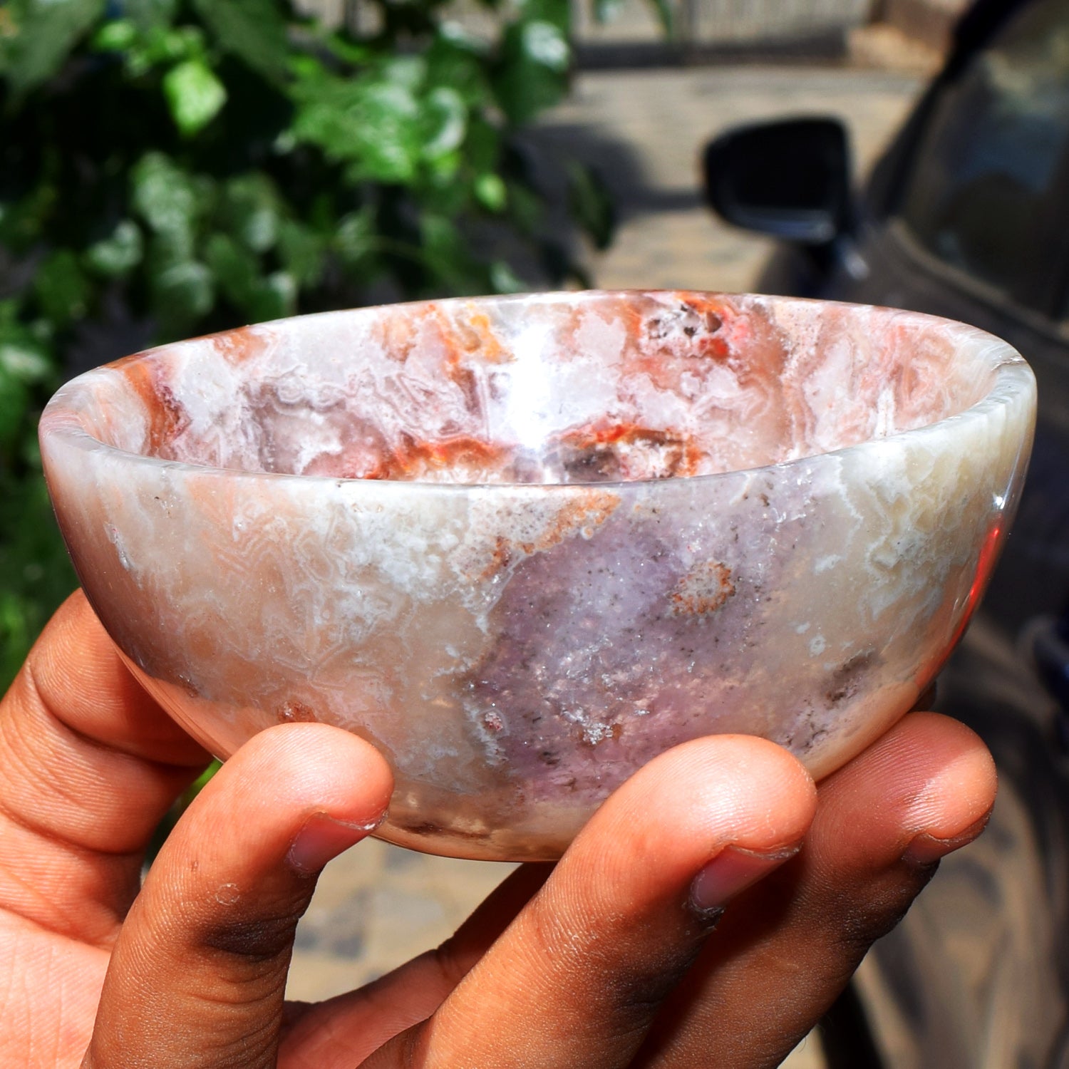 Optimistic 1176.00 Carats Genuine Crazy Lace Agate Hand Carved Crystal Gemstone Carving Big Bowl