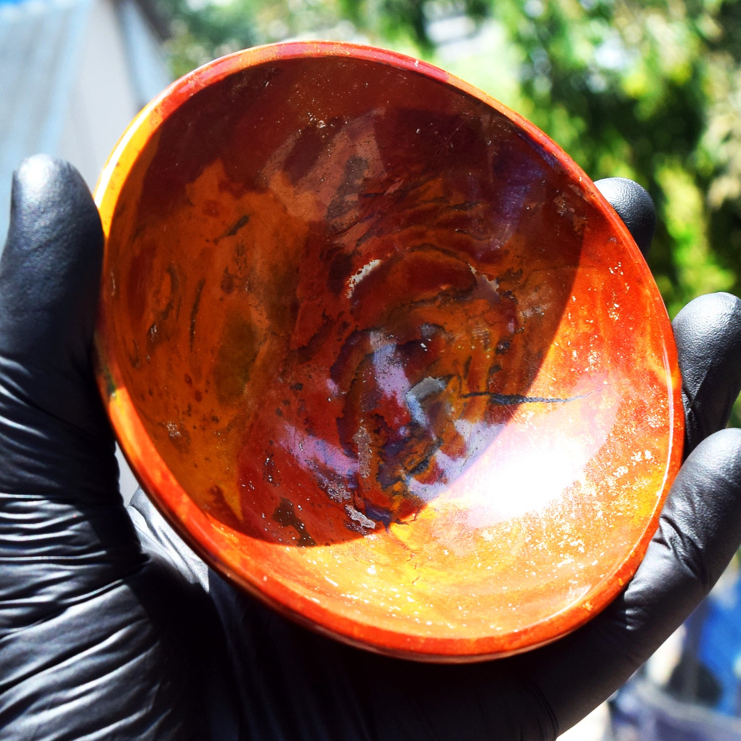 Incredible 450.00 Carats Genuine Red Mookaite Hand Carved Crystal Gemstone Carving Big Bowl